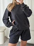 Casual Sports Long-sleeved Sweatshirt Shorts Two-piece SetLDG-9080