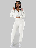 Loose Long Sleeved Short Sweatshirt Tight Pants Two Sportswear Pieces SFY-502