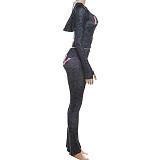 Fashionable Hooded Camouflage Print Long-sleeved Slim-fit Trousers Two-piece Suit