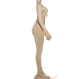 New Sexy Hollow Long Sleeve Top with Strappy Tights Two-Piece Set DLS-80632