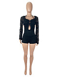 Sexy Lace Long-sleeved Backless Halter Neck Double-layer Jumpsuit SHD-9550