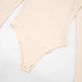 Fashionable Tight-fitting Long-sleeved Top With Hip-lifting Casual Leg-length Pants Set DZHT-382