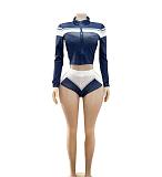 Sexy Hot Girl Color-blocked Bikini Shorts and Top Three-piece Set FC-1372