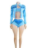 Sexy Hot Girl Color-blocked Bikini Shorts and Top Three-piece Set FC-1372
