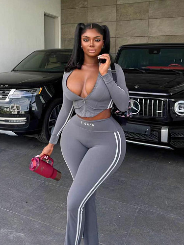 Sexy Hot Girl Tight Fitness Sports Long-sleeved Trousers Suit FC-1392