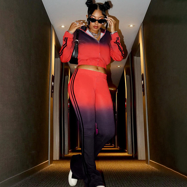 Personalized Trendy Printed Street Style Sweatshirt and Sweatpants Set FLY-25337