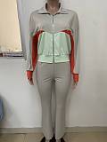 Fashion Sweatshirt Zipper Lapel Sweatshirt Zipper Jacket Slim Fit Trousers Set  LSD-2318