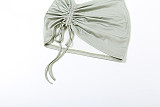 Sexy Backless Hooded Jumpsuit With Drawstring and Hip-hugging Miniskirt Set SXE-79493