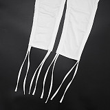 Fashionable Pullover Hollow Ring Pleated Adjustable Drawstring Cropped Pants Suit XYWL-310
