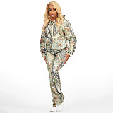 Autumn and Winter Branch Camouflage Layered Pullover Hooded Sweatshirt Straight Sports Suit XYWL-308