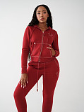 Retro Zipper Hoodie Hip-hop Style Letter Print Sweatshirt Suit FC-1409