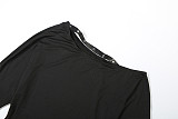 Fashion Solid Color Off-shoulder Long-sleeved Tight Hip Dress ZJQD-81211