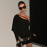 Fashion Solid Color Off-shoulder Long-sleeved Tight Hip Dress ZJQD-81211