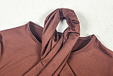 Fashionable Pleated Design Slim V-neck Long-sleeved Hip Dress JY-302897