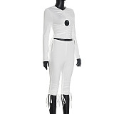Fashionable Pullover Hollow Ring Pleated Adjustable Drawstring Cropped Pants Suit XYWL-310