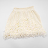 Sexy Knitted Off-the-Shoulder Long-Sleeved Fashionable Tassel Miniskirt Suit DZHT-224