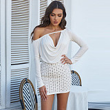 Sexy Backless One-shoulder Hip-wrapped Studded Dress SXE-81210