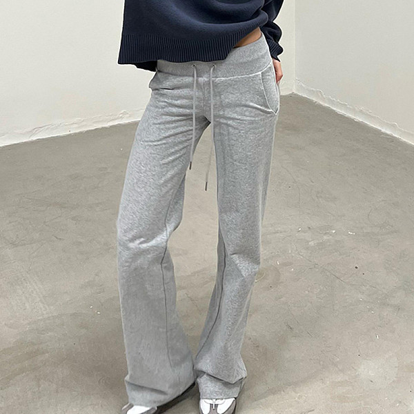 Loose Elastic Wide Waist Tie Patchwork Pockets Straight Sweatpants MRA-12750