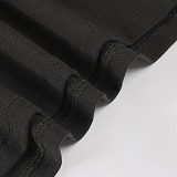 Solid Color Leather Patchwork Tight Long Sleeve Dress MRA-39889