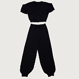 Casual Loose V-neck Cardigan Sweater Two-piece Set NY-109