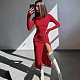 Fashion Slim Backless Knitted Sexy Slit Long Sleeve Dress SUM-24359