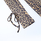 Sexy V-neck Leopard Print Cross-strap Dress SUM-25011