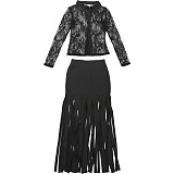 Sexy Hot Girl Mesh See-Through Top Long Skirt Suit ZJQD-80880