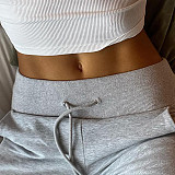 Loose Elastic Wide Waist Tie Patchwork Pockets Straight Sweatpants MRA-12750