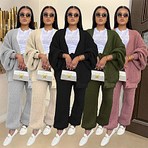 Casual Loose V-neck Cardigan Sweater Two-piece Set NY-109