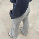 Loose Elastic Wide Waist Tie Patchwork Pockets Straight Sweatpants MRA-12750
