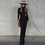Fashionable Creative Pleated Solid Color Elegant Tight-Fitting Long Sleeve High-Waisted Dress ZJQD-81046