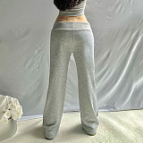 Loose Elastic Wide Waist Tie Patchwork Pockets Straight Sweatpants MRA-12750
