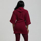 Elastic-folding Wobble Collar Knitwear Wide Sleeve Fitted Waist Short Mini Dress XYWL-322