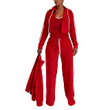 2025 Sports Suit with Wide-Legged Belt Pants + Slim-Fit Jacket TR-TS1345