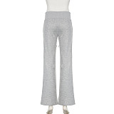 Loose Elastic Wide Waist Tie Patchwork Pockets Straight Sweatpants MRA-12750
