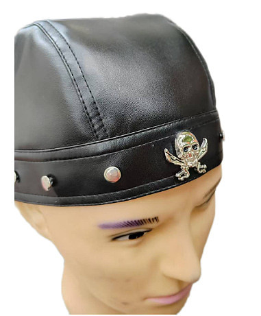Skull Rivet Leather Strap Hat Dance Lebi Sea Pirate Hat RS-8641