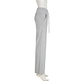 Loose Elastic Wide Waist Tie Patchwork Pockets Straight Sweatpants MRA-12750