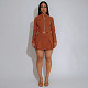 Loose Long Sleeve Top Slim Pleated Skirt Stretchable Two-Piece Set MDF-5573