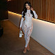 Sexy Lace See-Through Long Sleeve Zipper Bodysuit DZHT-407