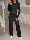 Casual Shirt and Straight-Leg Pants Two-Piece Set LDG-9041