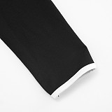 Square Neck Contrast Stitch Long Sleeve Top Tight High Waist Long Pants Suit DZHT-294
