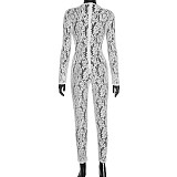 Sexy Lace See-Through Long Sleeve Zipper Bodysuit DZHT-407