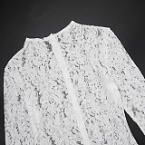 Sexy Lace See-Through Long Sleeve Zipper Bodysuit DZHT-407
