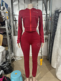 Retro Zipper Hoodie Hip-hop Style Letter Print Sweatshirt Suit FC-1409