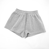 Pure Color Long Sleeve Sweatshirt Top Loose Casual Shorts Set DZHT-317
