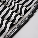 Striped Bat Sleeve Waist-Cinching Long Sleeve T-Shirt with High-Waisted Skirt Set MRA-43977