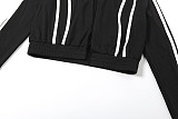 Fashion Long Sleeve Collarless Jacket with Suspender Innerwear and Slim-Fit Sports Shorts Set DLS-82617