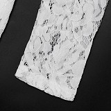 Sexy Lace See-Through Long Sleeve Zipper Bodysuit DZHT-407