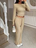 Casual Shirt and Straight-Leg Pants Two-Piece Set LDG-9041