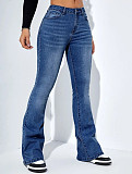 Versatile High-waisted Slim-fit Stretch Flared Straight-leg Jeans SMJR-6968